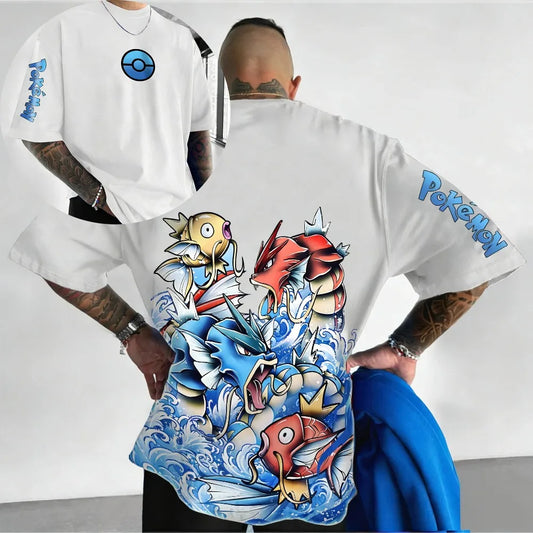 Oversized Cosplay Costume Pokémon Gyarados 2026 Summer New Arrival Harajuku Anime Print Y2K Hip-Hop Casual Unisex T-Shirt