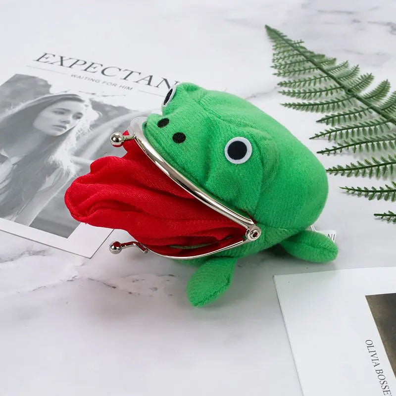 Novelty Adorable Anime Frog Wallet Coin Purse Key Chain Cute Plush Frog Cartoon Cosplay Purse for Women Bag Accessories - El Bean0s