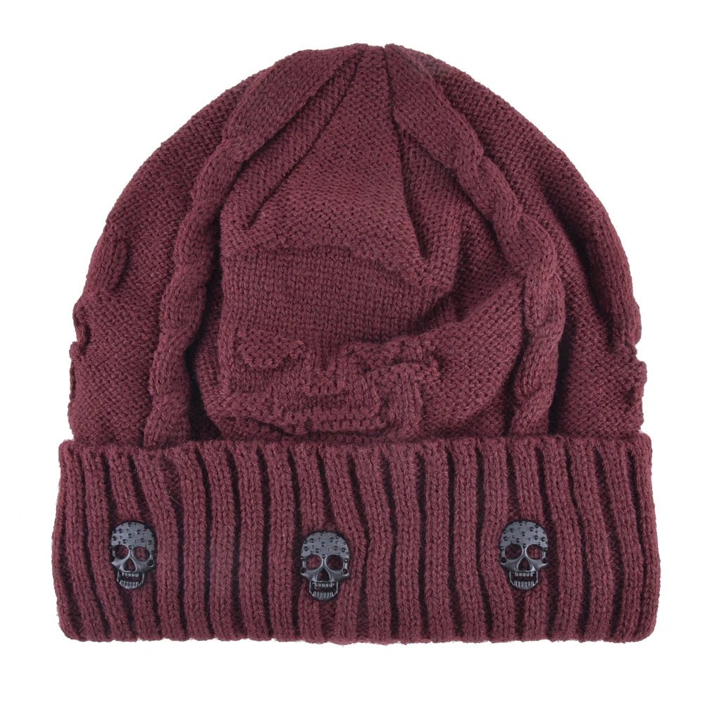Mens Skullies Winter Hat Beanies Knitted Wool Hip Hop Stocking Hat Plus Velvet Rasta Cap Skull Bonnet Hats For Men - El Bean0s