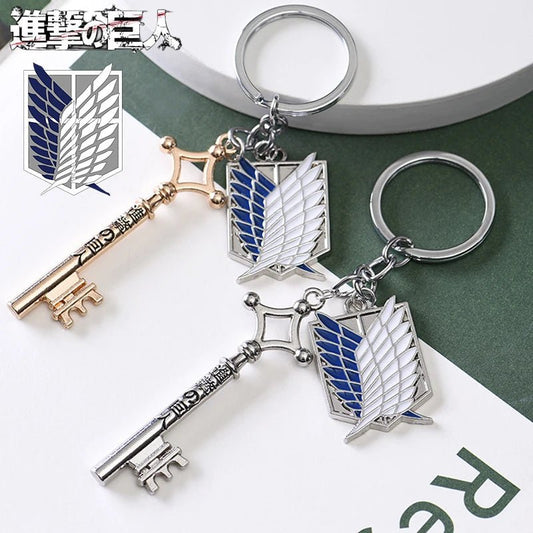 Anime Attack On Titan Keychain Shingeki no Kyojin Scouting Legion Emblem Pendant Key Chain for Women Men Cosplay Jewelry Gift - El Bean0s