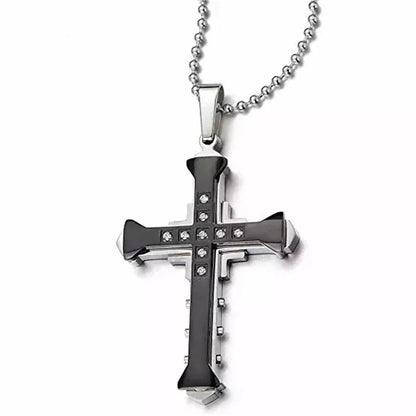 KISMIS 1pcs Stainless Steel Cross Necklace Pendant Jewelry Catholic and Christian Jesus Amulet 4 Colors Optional