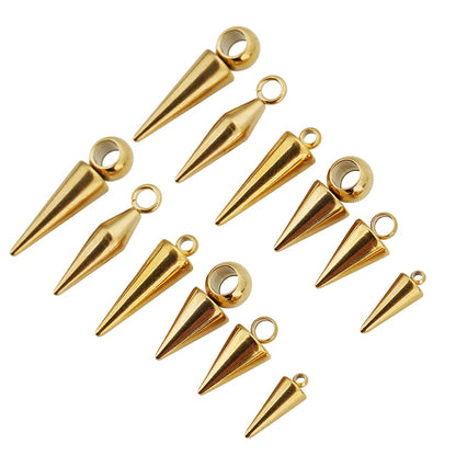 10pcs Stainless Steel Cone Charms Pendants Retro Spike Beads Charms Pendants for Women Man Hoop Earring Jewelry Making Supplies