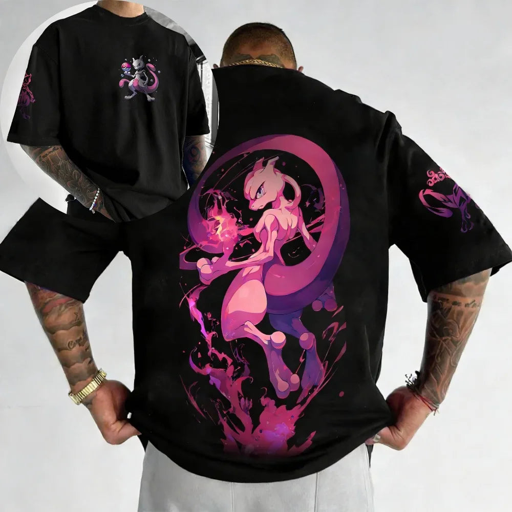 Oversized Cosplay Costume Pokémon Gyarados 2026 Summer New Arrival Harajuku Anime Print Y2K Hip-Hop Casual Unisex T-Shirt