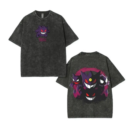 Pokemon Charizard T Shirt Men 2026 Summer Vintage Acid Wash Oversized Tee Japanese Anime Streetwear Hip Hop Harajuku Y2k
