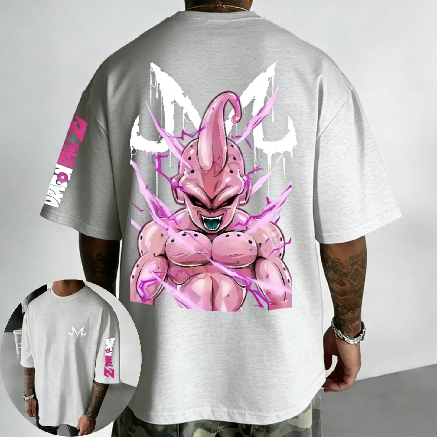 Dragon Ball Anime Cotton T-shirt Summer New Majin Buu Printed Men's Harajuku Hip Hop Oversized Casual Short Sleeve Top