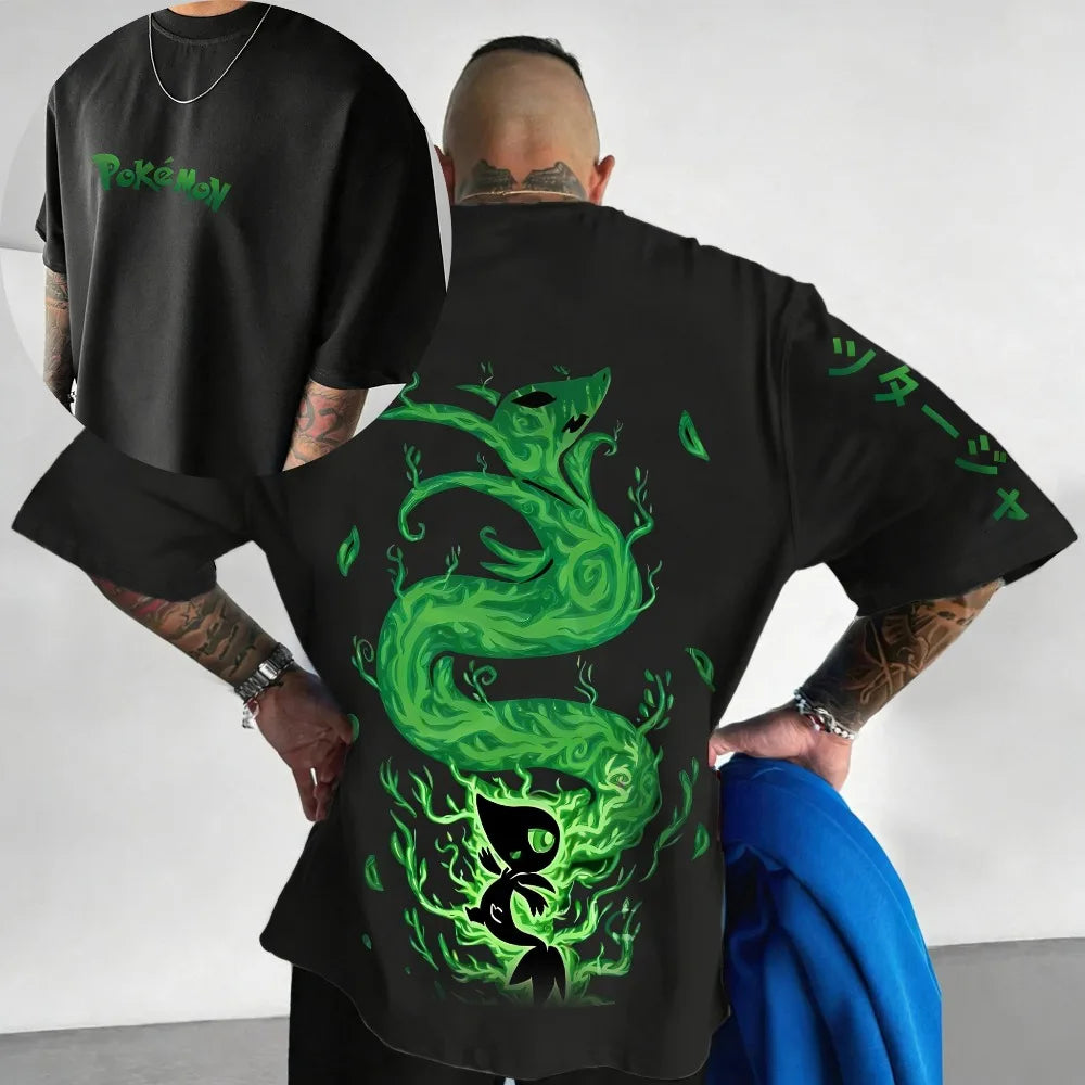 Oversized Cosplay Costume Pokémon Gyarados 2026 Summer New Arrival Harajuku Anime Print Y2K Hip-Hop Casual Unisex T-Shirt
