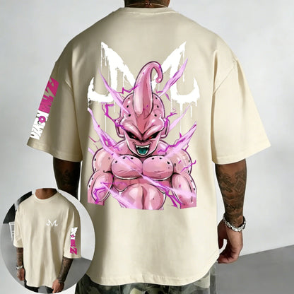 Dragon Ball Anime Cotton T-shirt Summer New Majin Buu Printed Men's Harajuku Hip Hop Oversized Casual Short Sleeve Top