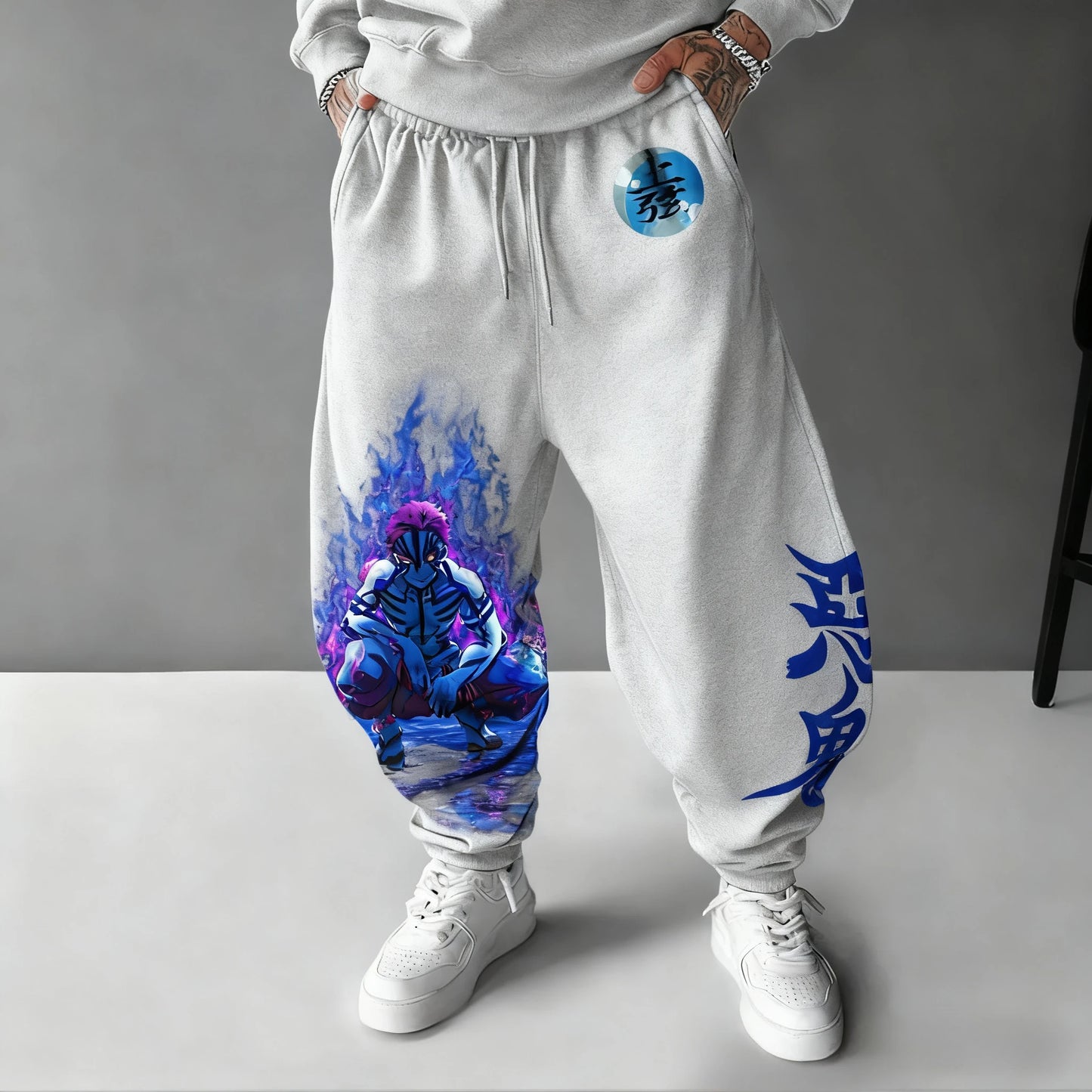 Demon Slayer Collaboration Sweetpants Men's Autumn/winter New Akaza Anime Printed American Hip-hop Y2K Casual Loose Sports Pants