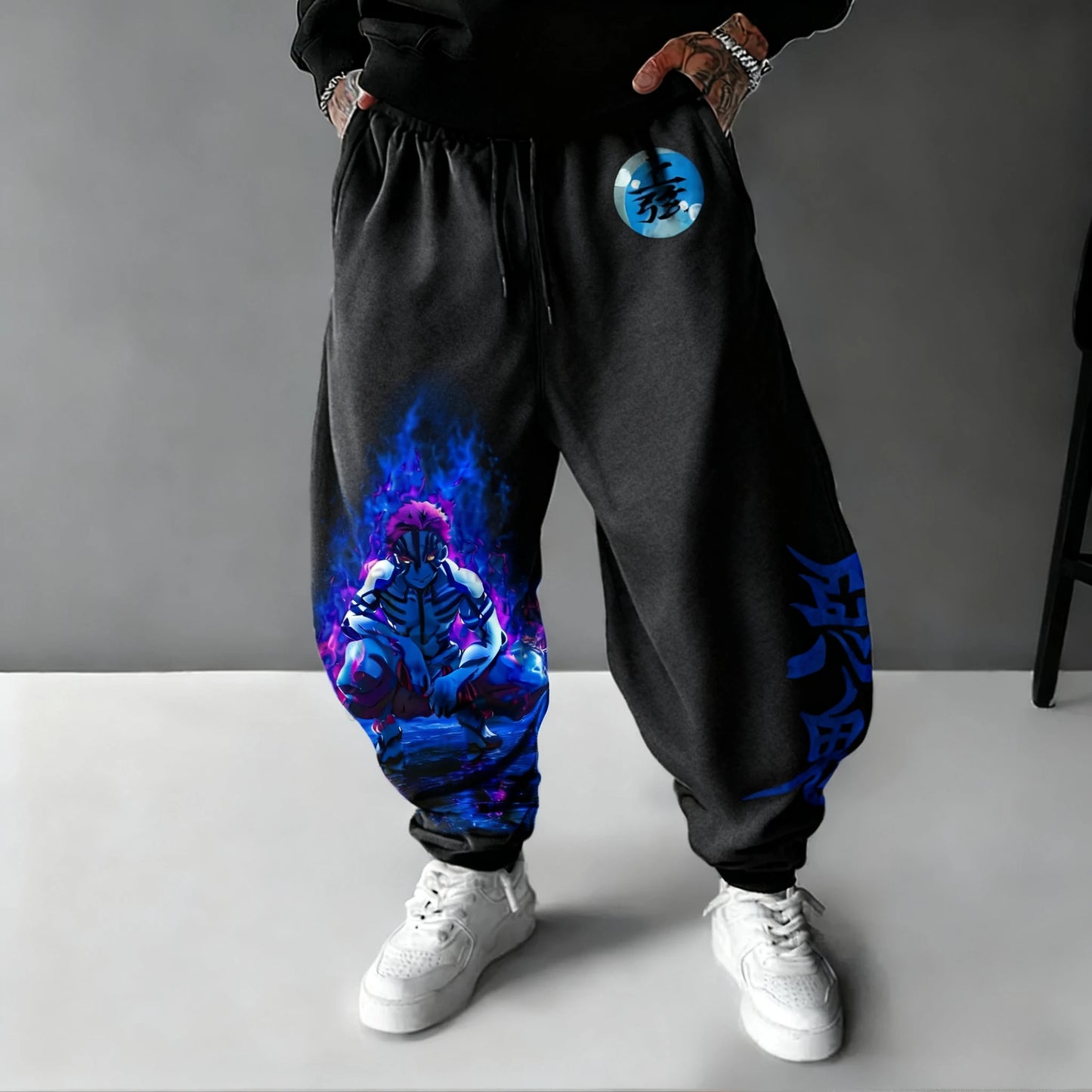 Demon Slayer Collaboration Sweetpants Men's Autumn/winter New Akaza Anime Printed American Hip-hop Y2K Casual Loose Sports Pants