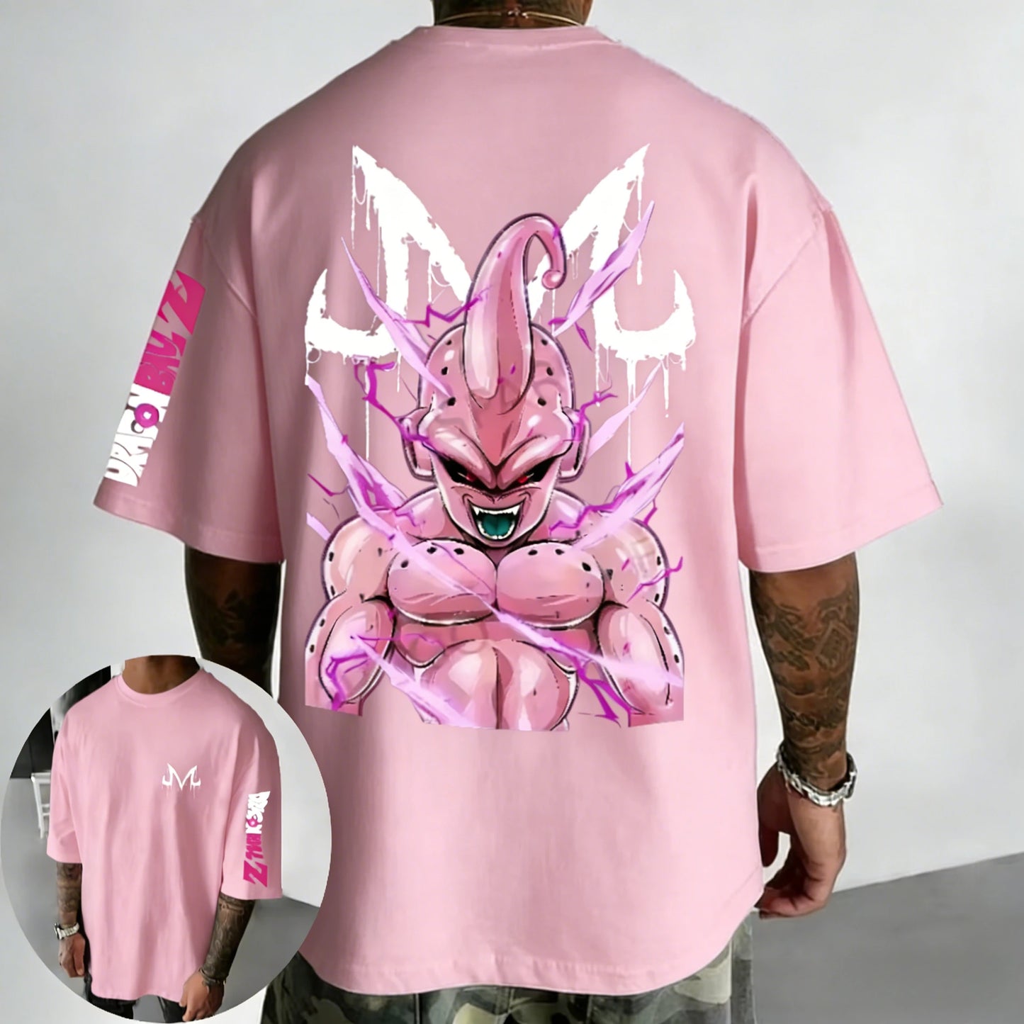 Dragon Ball Anime Cotton T-shirt Summer New Majin Buu Printed Men's Harajuku Hip Hop Oversized Casual Short Sleeve Top
