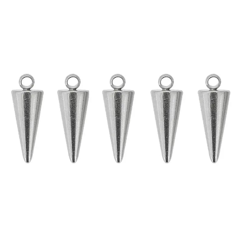 10pcs Stainless Steel Cone Charms Pendants Retro Spike Beads Charms Pendants for Women Man Hoop Earring Jewelry Making Supplies