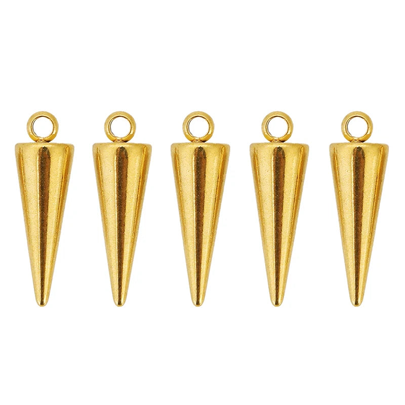 10pcs Stainless Steel Cone Charms Pendants Retro Spike Beads Charms Pendants for Women Man Hoop Earring Jewelry Making Supplies