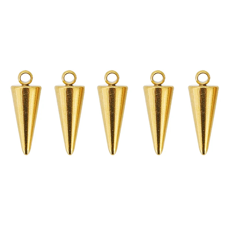 10pcs Stainless Steel Cone Charms Pendants Retro Spike Beads Charms Pendants for Women Man Hoop Earring Jewelry Making Supplies