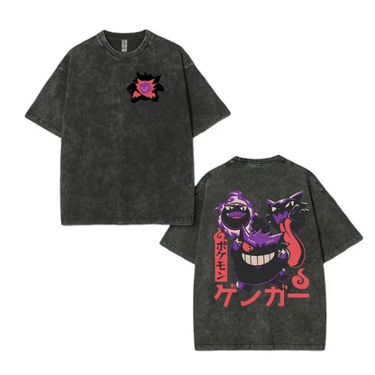 Pokemon Charizard T Shirt Men 2026 Summer Vintage Acid Wash Oversized Tee Japanese Anime Streetwear Hip Hop Harajuku Y2k
