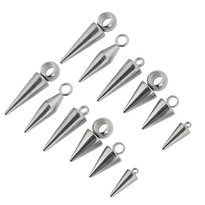 10pcs Stainless Steel Cone Charms Pendants Retro Spike Beads Charms Pendants for Women Man Hoop Earring Jewelry Making Supplies