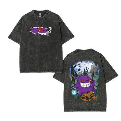 Pokemon Charizard T Shirt Men 2026 Summer Vintage Acid Wash Oversized Tee Japanese Anime Streetwear Hip Hop Harajuku Y2k