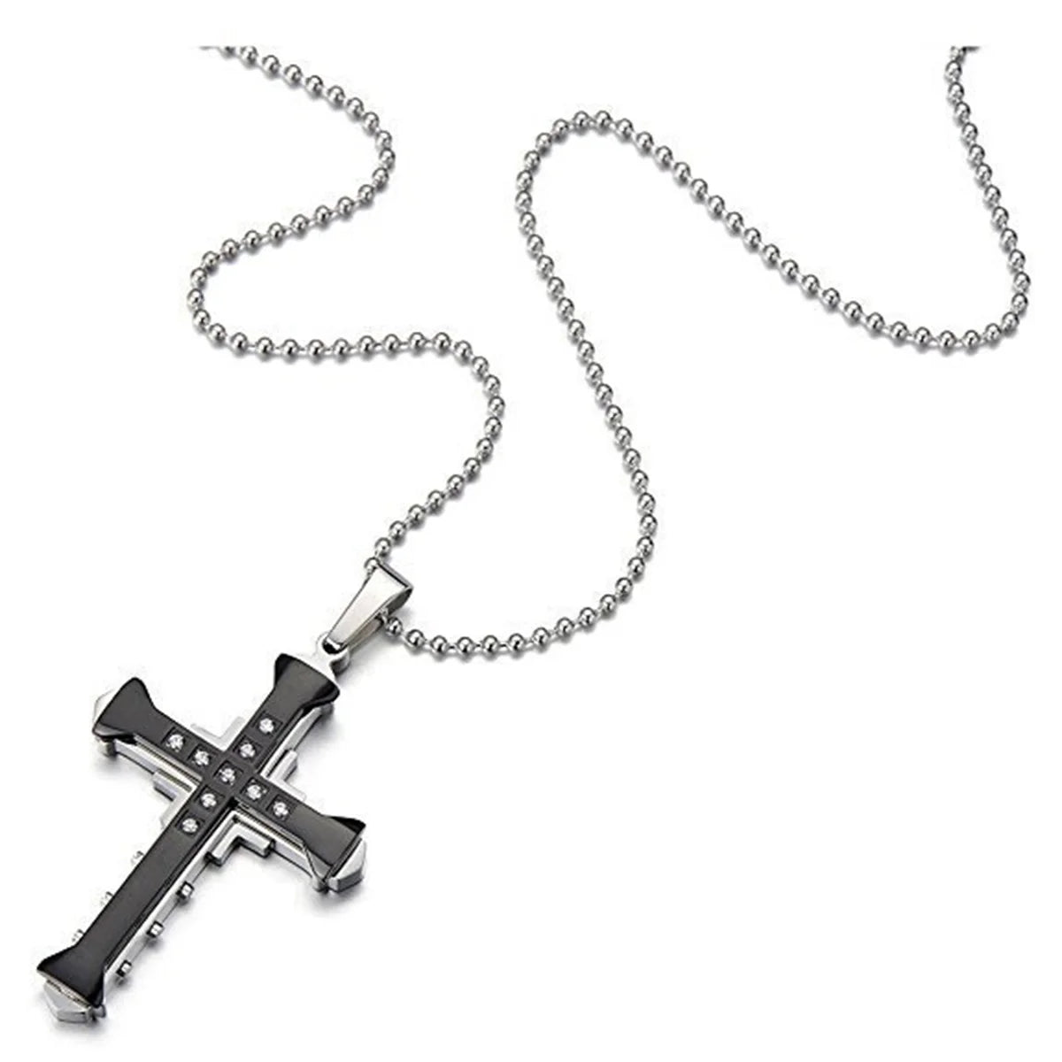 KISMIS 1pcs Stainless Steel Cross Necklace Pendant Jewelry Catholic and Christian Jesus Amulet 4 Colors Optional