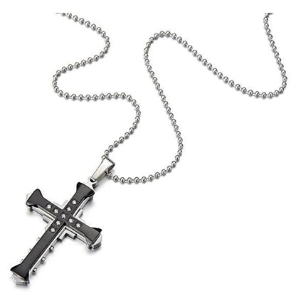 KISMIS 1pcs Stainless Steel Cross Necklace Pendant Jewelry Catholic and Christian Jesus Amulet 4 Colors Optional