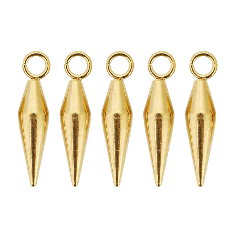 10pcs Stainless Steel Cone Charms Pendants Retro Spike Beads Charms Pendants for Women Man Hoop Earring Jewelry Making Supplies