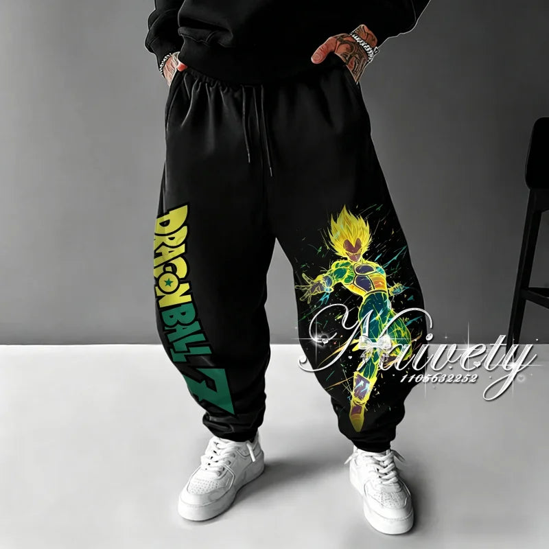 2026 Dragon Ball Goku Super Saiyan Symbol Print Summer Quick Dry Joggers American Plus Size Hip Hop Loose Pants for Adults Kids