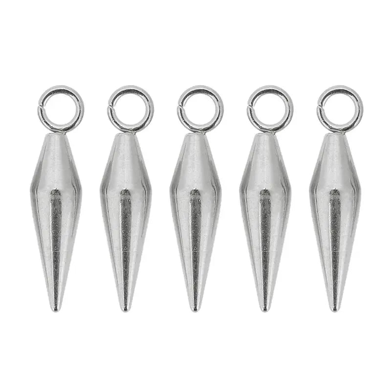 10pcs Stainless Steel Cone Charms Pendants Retro Spike Beads Charms Pendants for Women Man Hoop Earring Jewelry Making Supplies