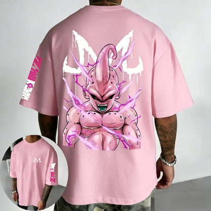 Dragon Ball Anime Cotton T-shirt Summer New Majin Buu Printed Men's Harajuku Hip Hop Oversized Casual Short Sleeve Top