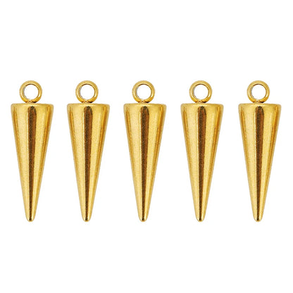 10pcs Stainless Steel Cone Charms Pendants Retro Spike Beads Charms Pendants for Women Man Hoop Earring Jewelry Making Supplies