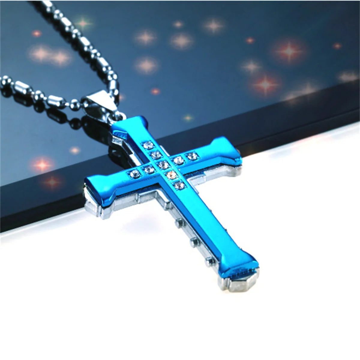 KISMIS 1pcs Stainless Steel Cross Necklace Pendant Jewelry Catholic and Christian Jesus Amulet 4 Colors Optional