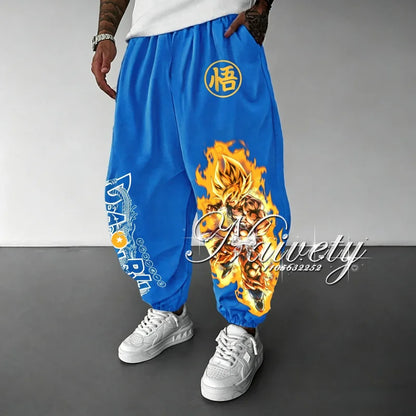 2026 Dragon Ball Goku Super Saiyan Symbol Print Summer Quick Dry Joggers American Plus Size Hip Hop Loose Pants for Adults Kids