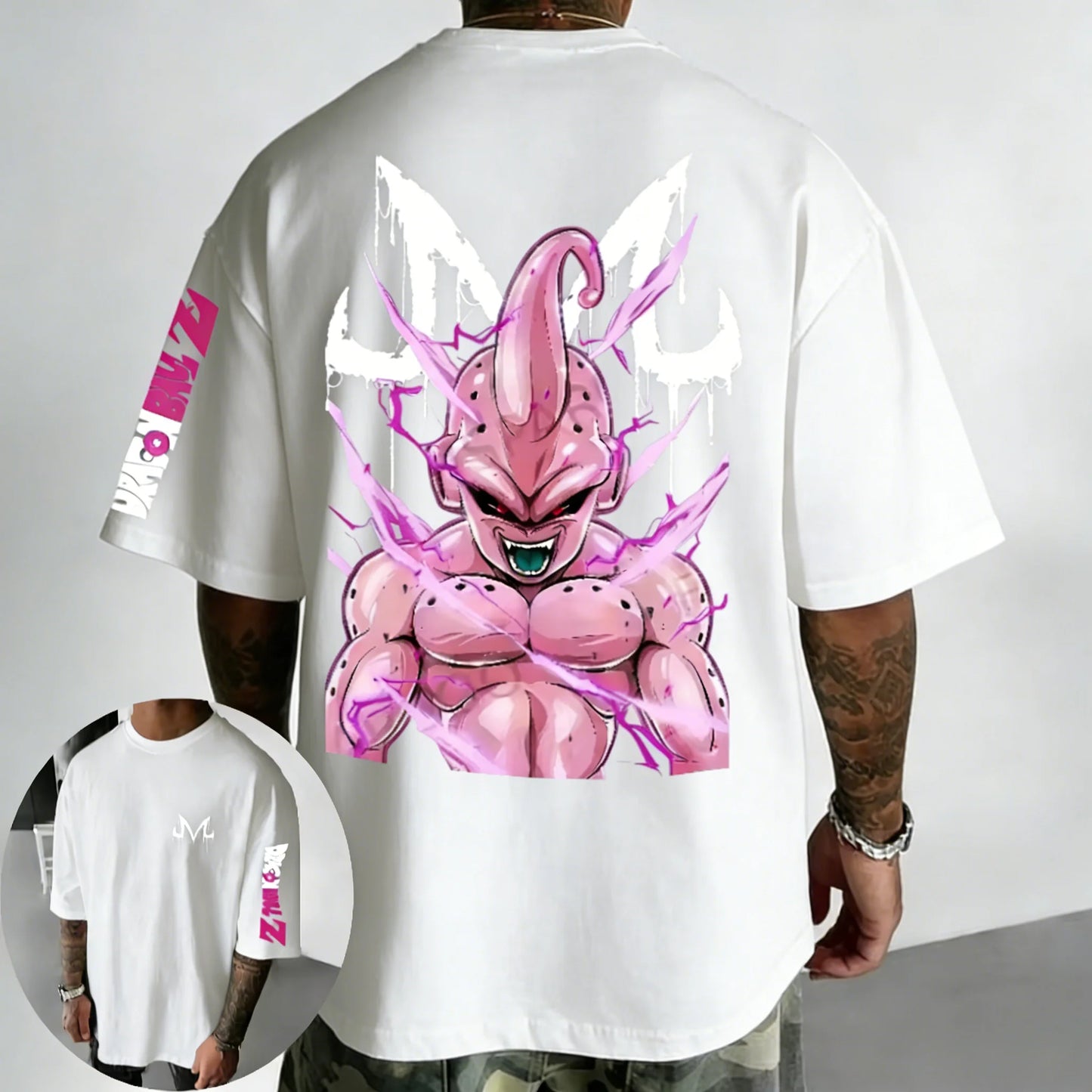 Dragon Ball Anime Cotton T-shirt Summer New Majin Buu Printed Men's Harajuku Hip Hop Oversized Casual Short Sleeve Top