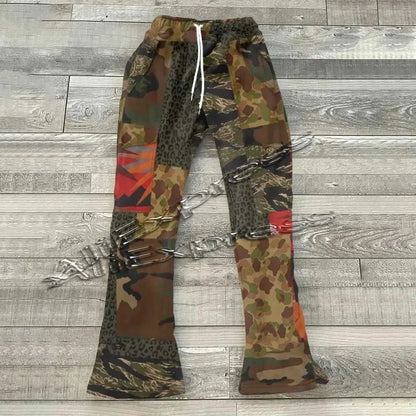 Y2k Flared Pants Hip Hop Men Loose 3D Print Trousers Casual Sweatpants Mid Waist Sporty Female Streetwear Vintage Flared Pants