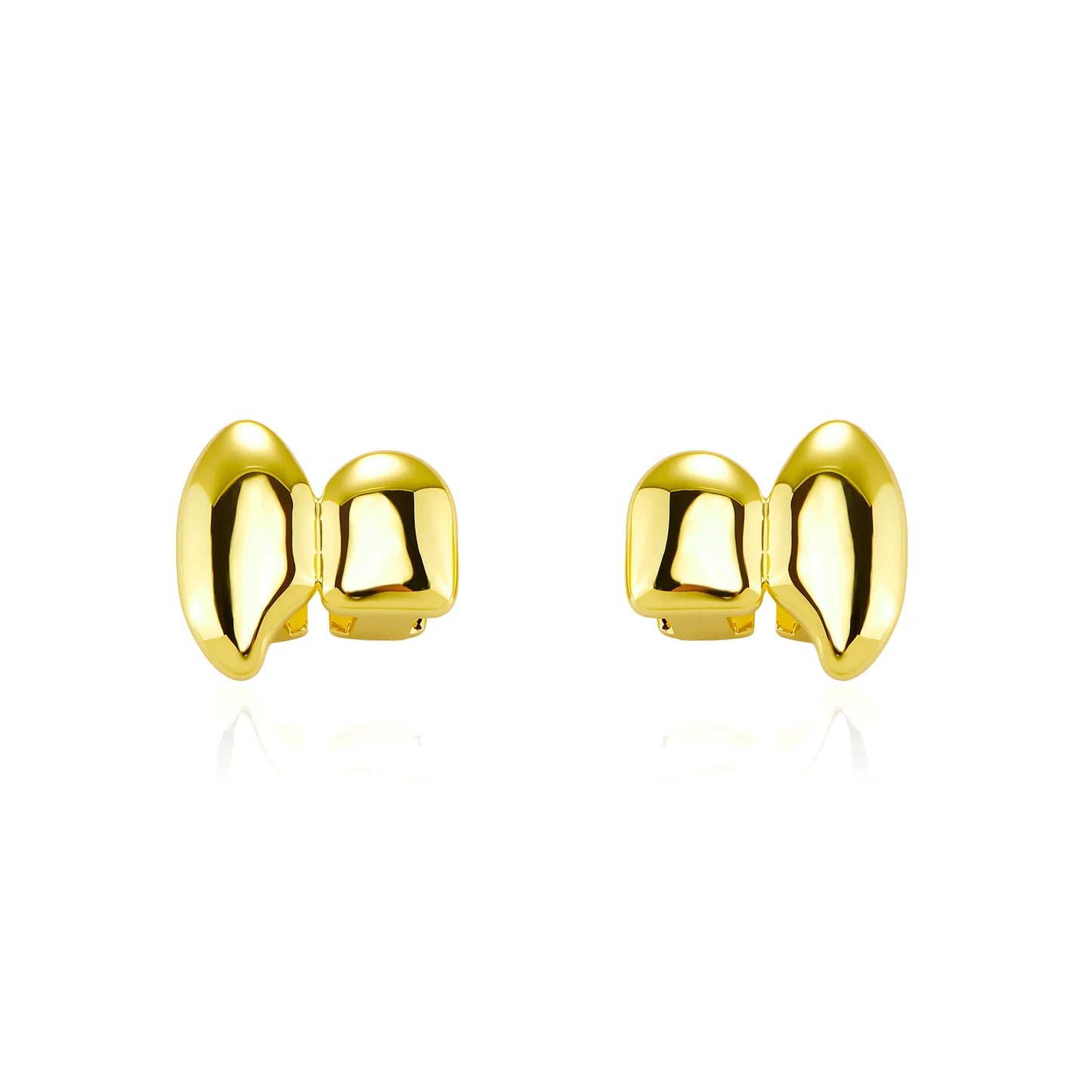 TOPGRILLZ Vampire DIY Double Fangs Grillz Glossy Teeth Caps Removable 2PCS Dental Grills For Men Women Halloween Cosplay Gift