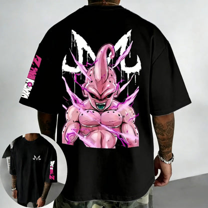 Dragon Ball Anime Cotton T-shirt Summer New Majin Buu Printed Men's Harajuku Hip Hop Oversized Casual Short Sleeve Top
