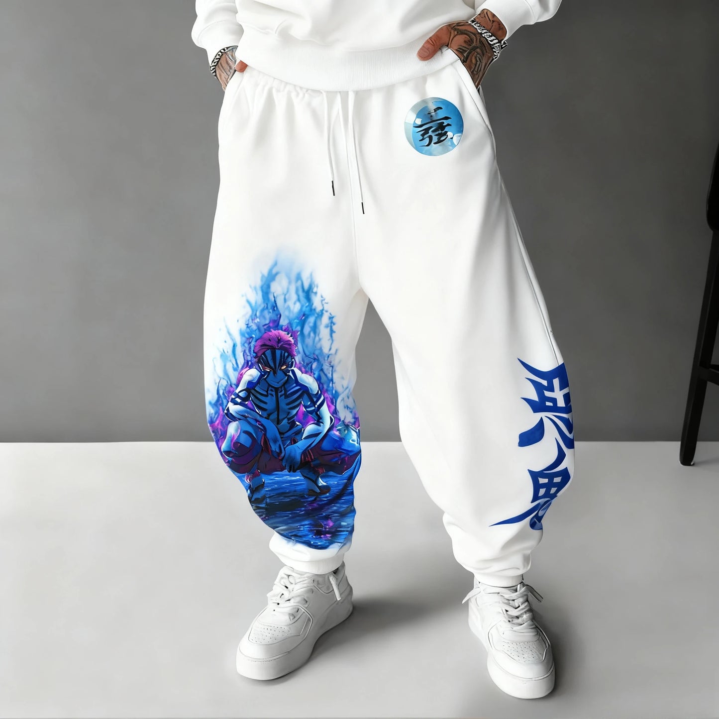 Demon Slayer Collaboration Sweetpants Men's Autumn/winter New Akaza Anime Printed American Hip-hop Y2K Casual Loose Sports Pants