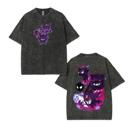 Pokemon Charizard T Shirt Men 2026 Summer Vintage Acid Wash Oversized Tee Japanese Anime Streetwear Hip Hop Harajuku Y2k