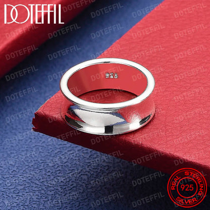 925 Sterling Silver Simple Smooth Concave Ring For Women Man Wedding Engagement Party Fashion Charm Jewelry