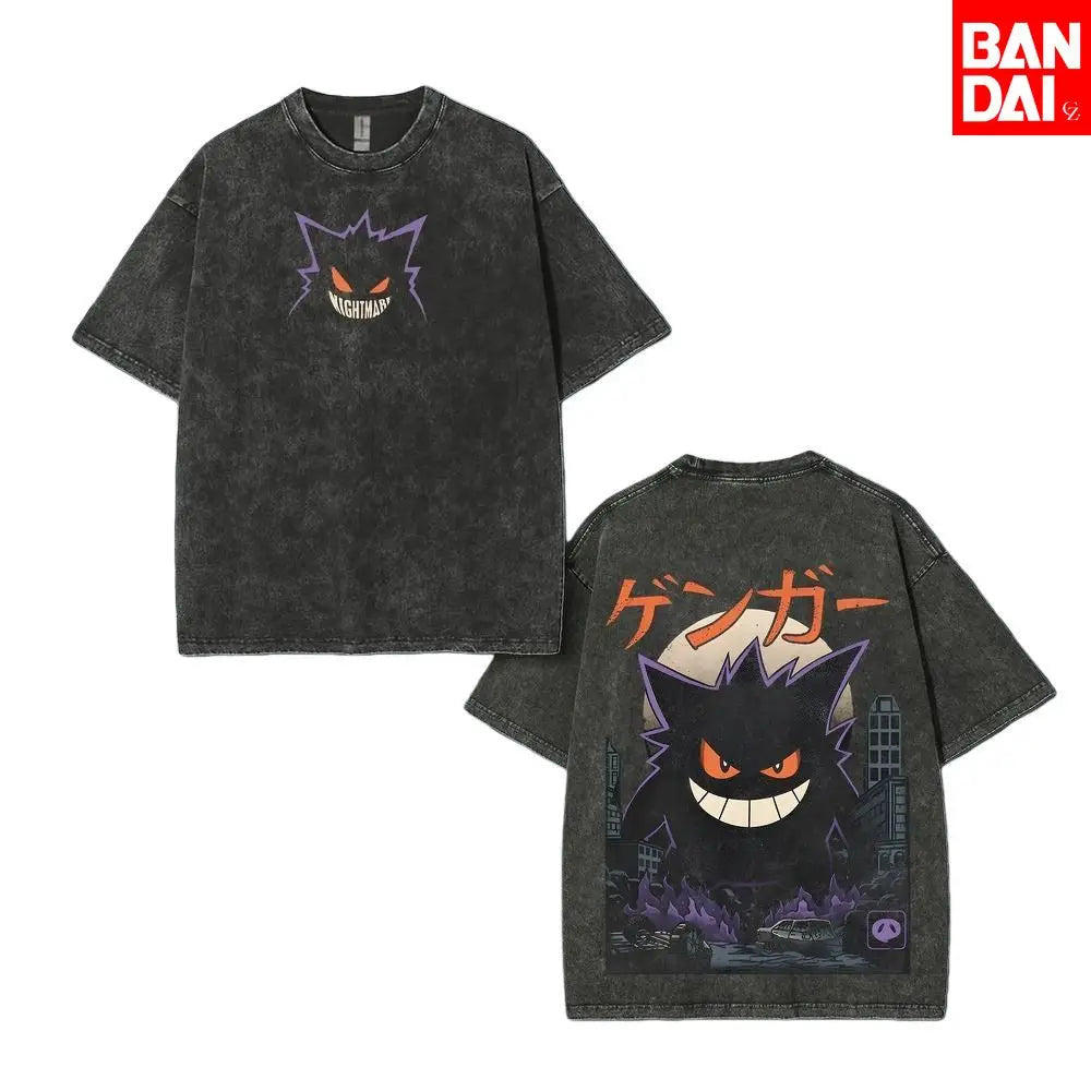 Pokemon Charizard T Shirt Men 2026 Summer Vintage Acid Wash Oversized Tee Japanese Anime Streetwear Hip Hop Harajuku Y2k