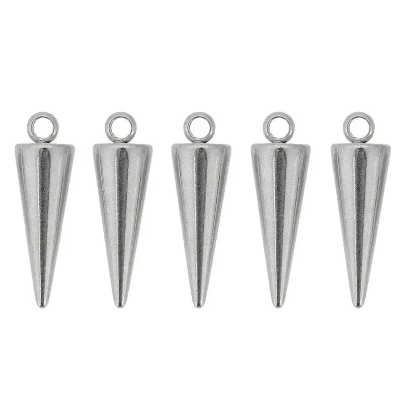 10pcs Stainless Steel Cone Charms Pendants Retro Spike Beads Charms Pendants for Women Man Hoop Earring Jewelry Making Supplies