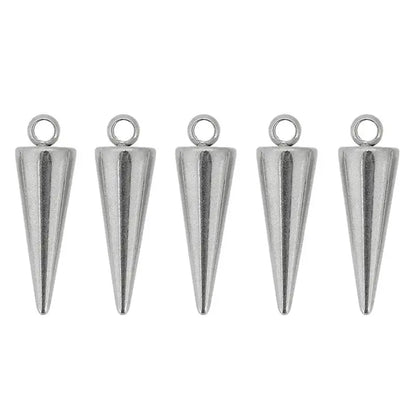 10pcs Stainless Steel Cone Charms Pendants Retro Spike Beads Charms Pendants for Women Man Hoop Earring Jewelry Making Supplies
