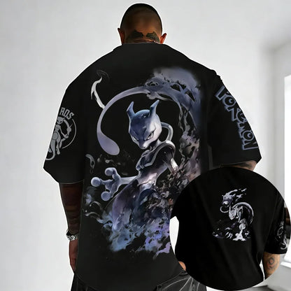 Oversized Cosplay Costume Pokémon Gyarados 2026 Summer New Arrival Harajuku Anime Print Y2K Hip-Hop Casual Unisex T-Shirt