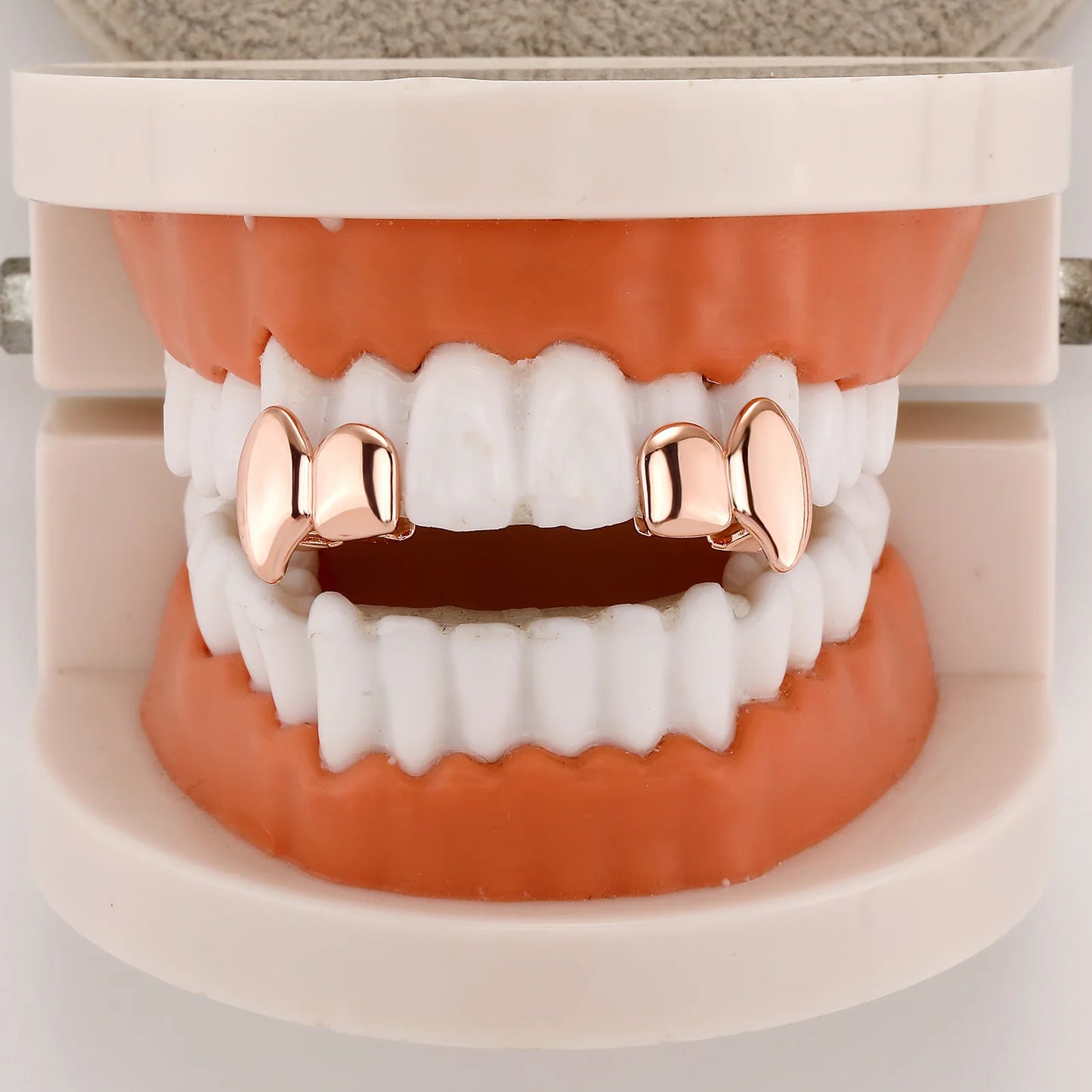 TOPGRILLZ Vampire DIY Double Fangs Grillz Glossy Teeth Caps Removable 2PCS Dental Grills For Men Women Halloween Cosplay Gift