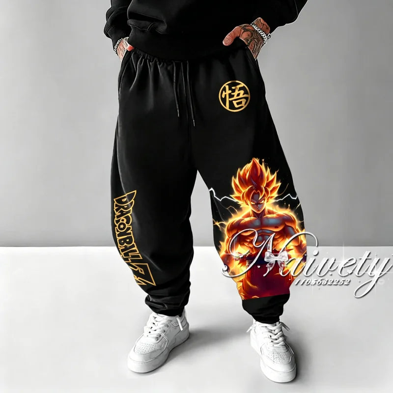 2026 Dragon Ball Goku Super Saiyan Symbol Print Summer Quick Dry Joggers American Plus Size Hip Hop Loose Pants for Adults Kids