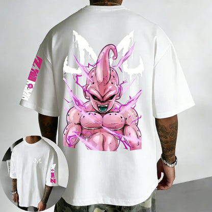 Dragon Ball Anime Cotton T-shirt Summer New Majin Buu Printed Men's Harajuku Hip Hop Oversized Casual Short Sleeve Top