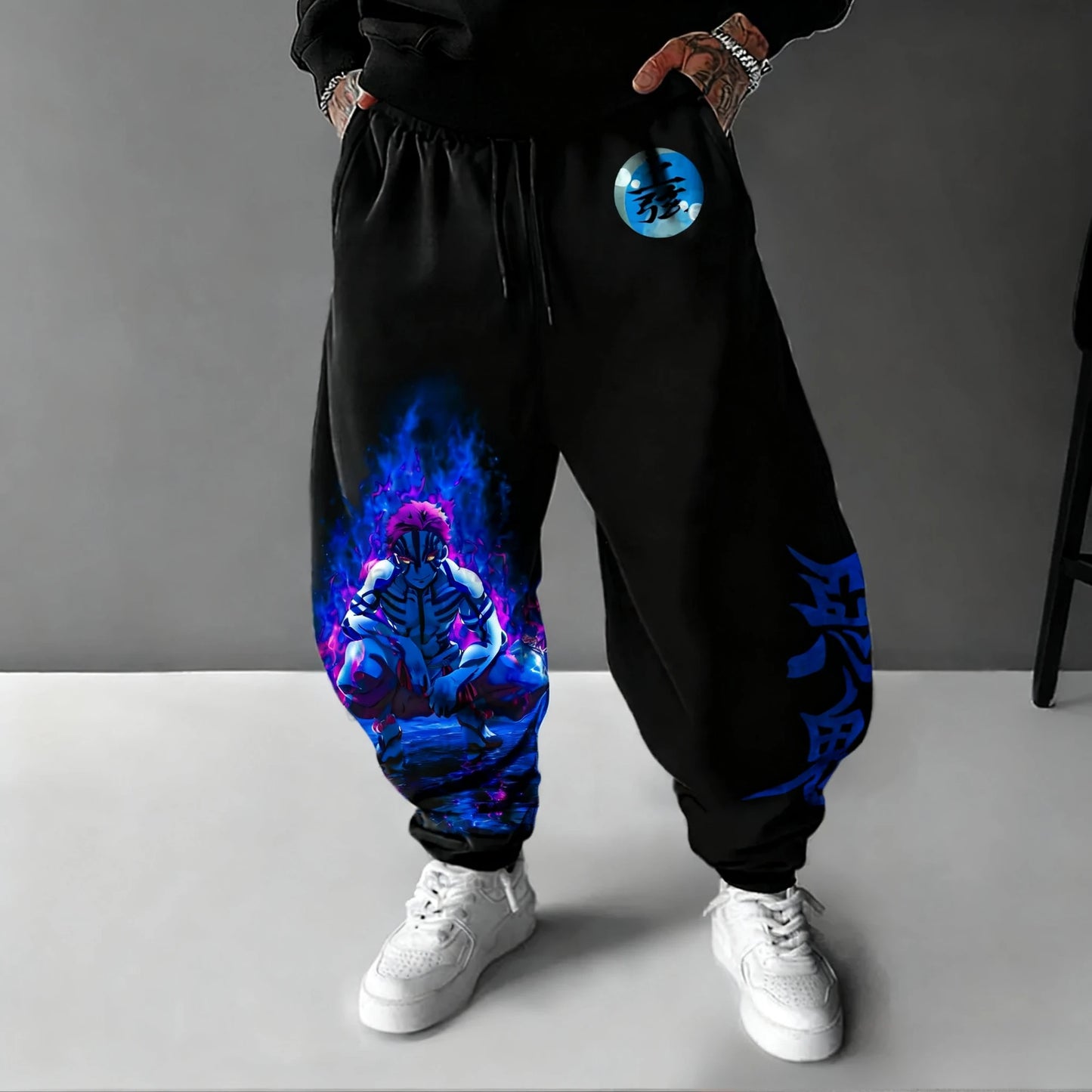 Demon Slayer Collaboration Sweetpants Men's Autumn/winter New Akaza Anime Printed American Hip-hop Y2K Casual Loose Sports Pants