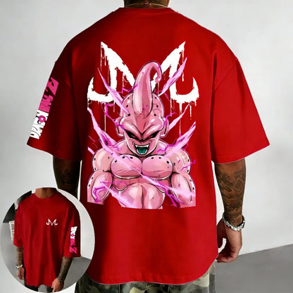 Dragon Ball Anime Cotton T-shirt Summer New Majin Buu Printed Men's Harajuku Hip Hop Oversized Casual Short Sleeve Top