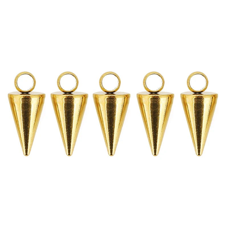 10pcs Stainless Steel Cone Charms Pendants Retro Spike Beads Charms Pendants for Women Man Hoop Earring Jewelry Making Supplies