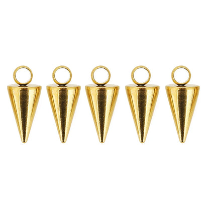 10pcs Stainless Steel Cone Charms Pendants Retro Spike Beads Charms Pendants for Women Man Hoop Earring Jewelry Making Supplies