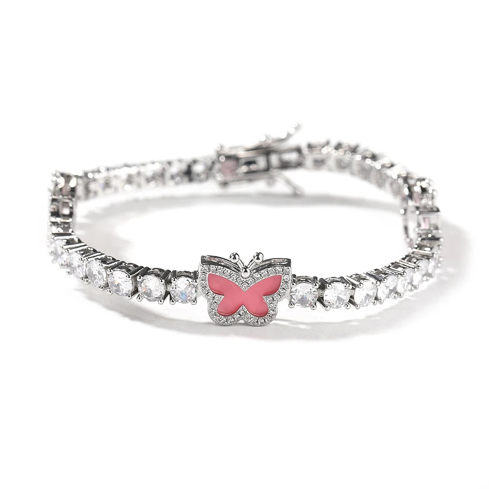 THE BLING KING 4mm Black Clover Heart Tennis Chain Necklace Iced Out Cubic Zirconia Bracelet Gift For Women Men Hiphop Jewelry
