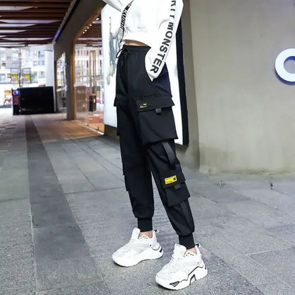 Fashionable Cargo Pants Women Color Matching Ankle Banded Skateboarding Pants Black Joggers Women Sweatpants Plus Size S-4XL 5XL