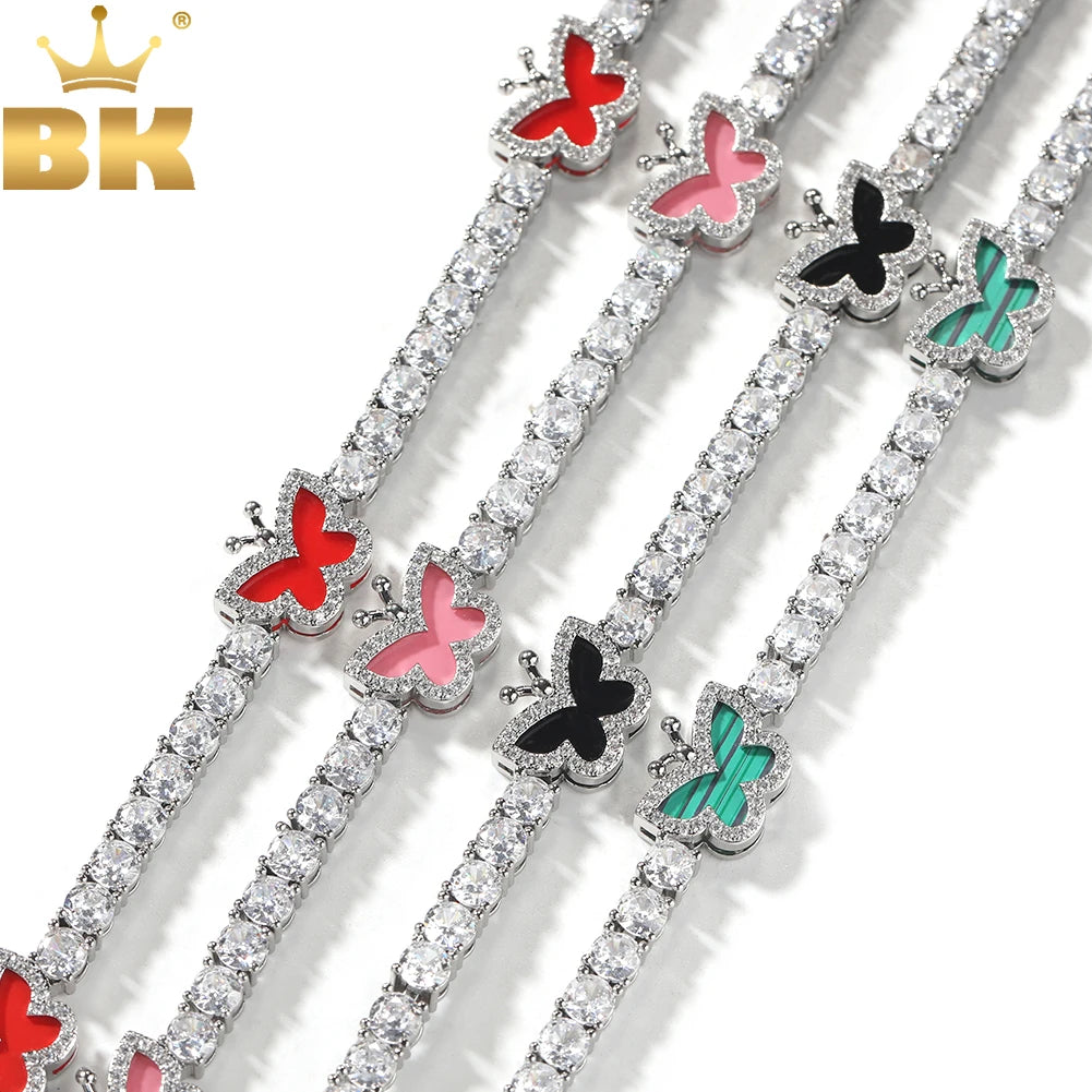 THE BLING KING 4mm Black Clover Heart Tennis Chain Necklace Iced Out Cubic Zirconia Bracelet Gift For Women Men Hiphop Jewelry